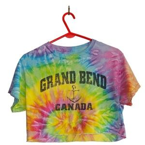 Cropped Tie Dye Rainbow‎ Grand Bend Beach Short Sleeve Summer Tee Shirt